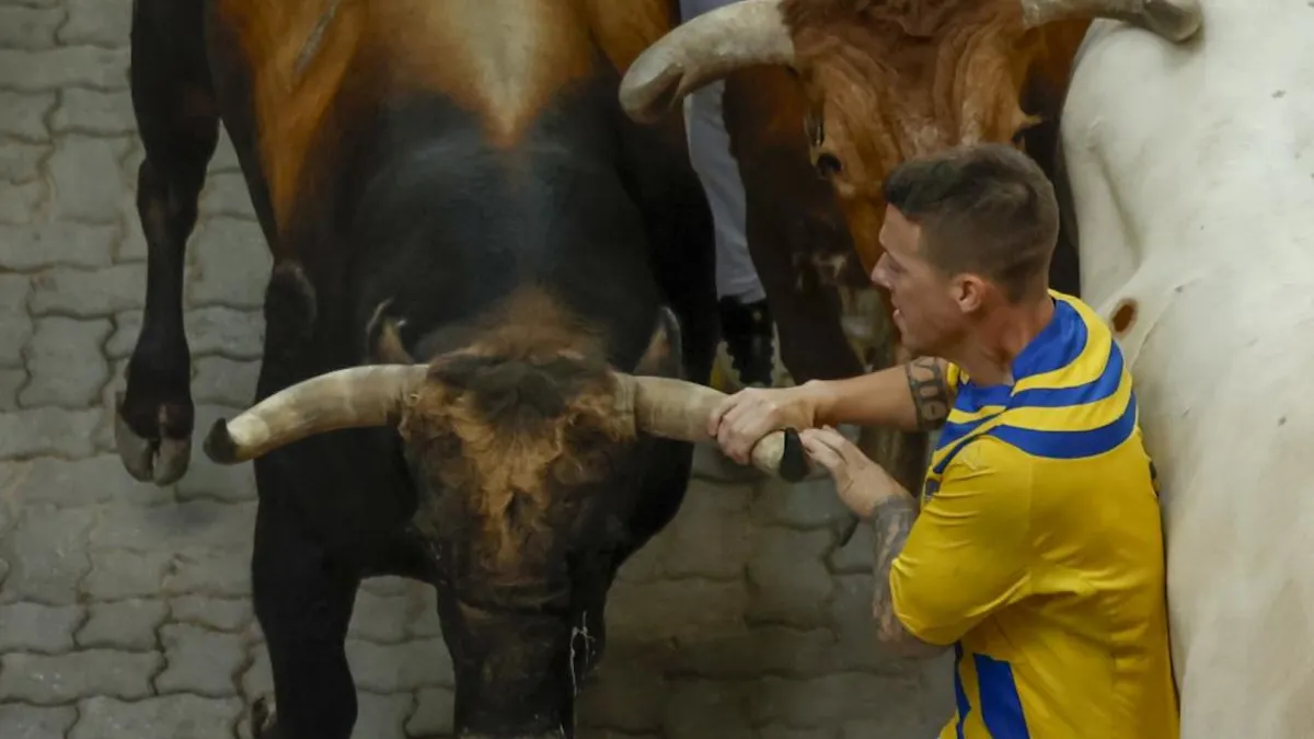 Sexto encierro de San Fermín: rápido y con un herido por asta