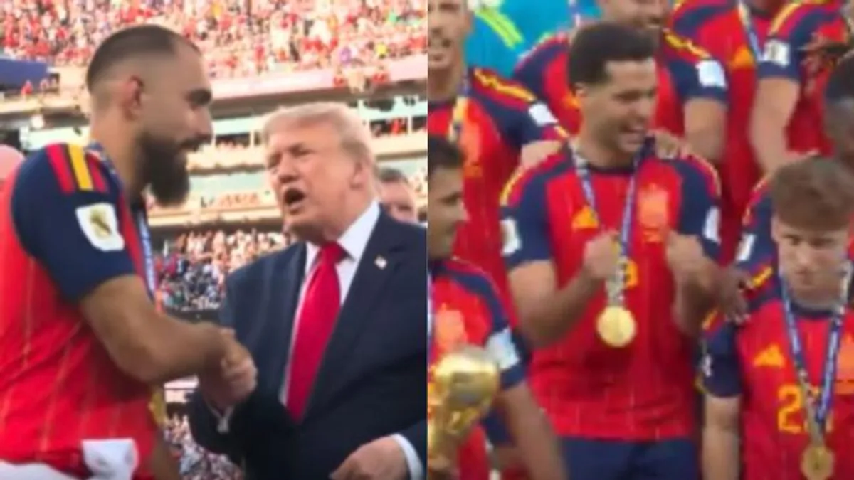 El saludo esquivo de Borja Iglesias y la burla de Merino a Trump